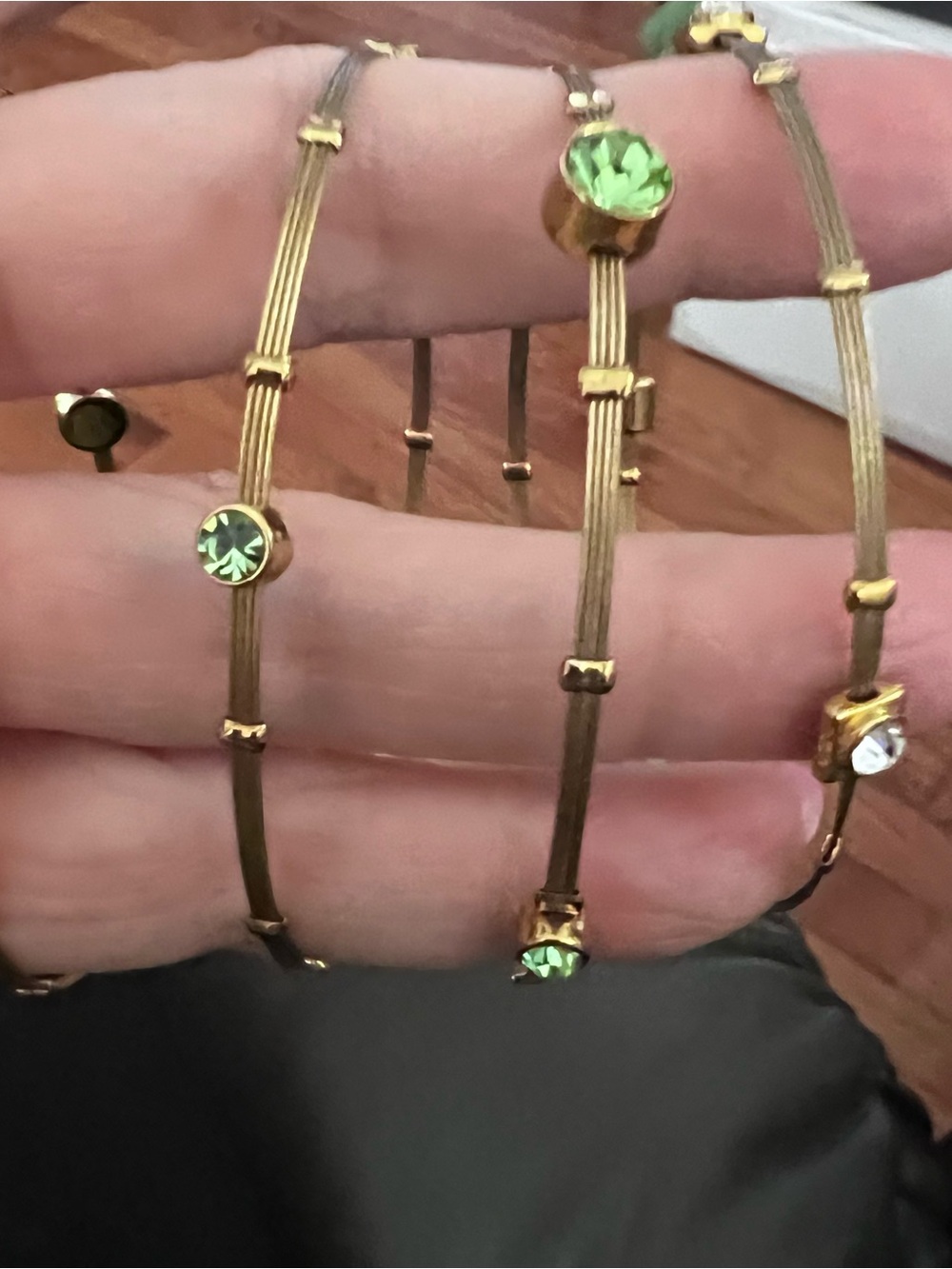 Chico's Gold-Tone Bracelet Set with Green Crystals